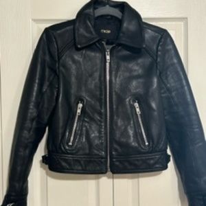 Maje Black Leather Moto Jacket - Size 36